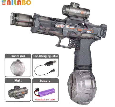 Pistola de agua eléctrica Unilabo, silenciador de juego de alta potencia, gran capacidad, diversión de verano en piscina en la playa, batalla nocturna, regalo de verano definitivo