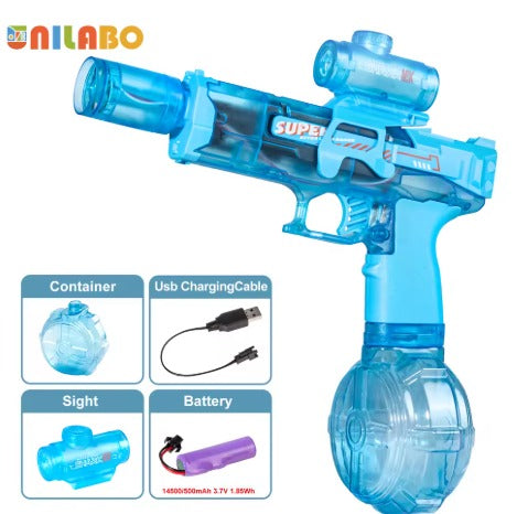 Pistola de agua eléctrica Unilabo, silenciador de juego de alta potencia, gran capacidad, diversión de verano en piscina en la playa, batalla nocturna, regalo de verano definitivo