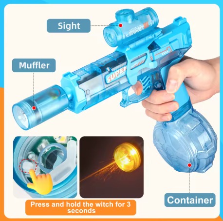 Pistola de agua eléctrica Unilabo, silenciador de juego de alta potencia, gran capacidad, diversión de verano en piscina en la playa, batalla nocturna, regalo de verano definitivo